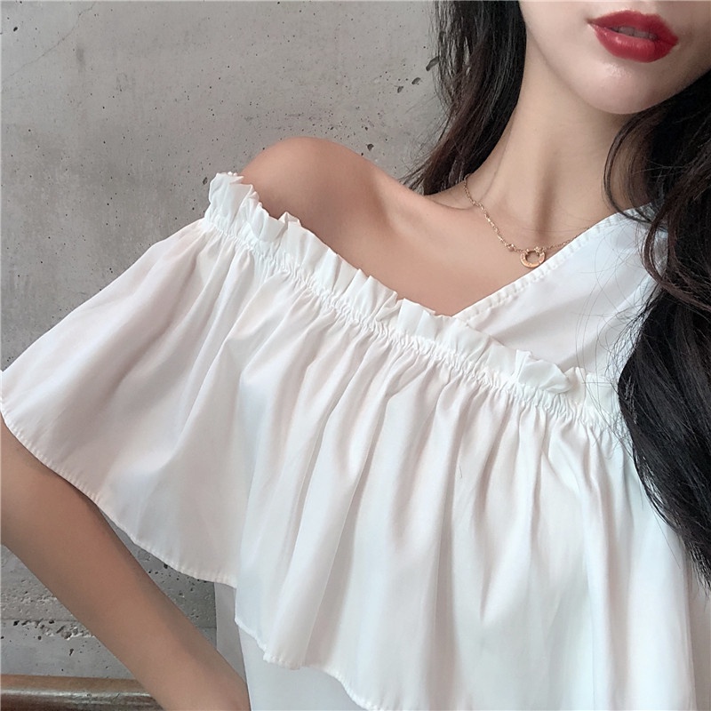 Áo trễ vai nữ bánh bèo Thucucstore Áo hở vai phong cách tiểu thơ Hàn Quốc hàng Quảng Châu SM03