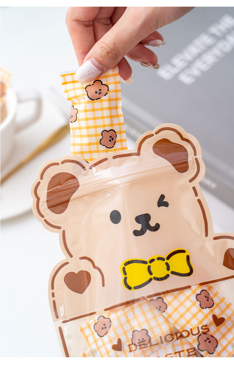 Dụng cụ nướng bánh chuyên dụng | Bộ 50 túi đựng bánh quy hình gấu hoạt hình xinh xắn