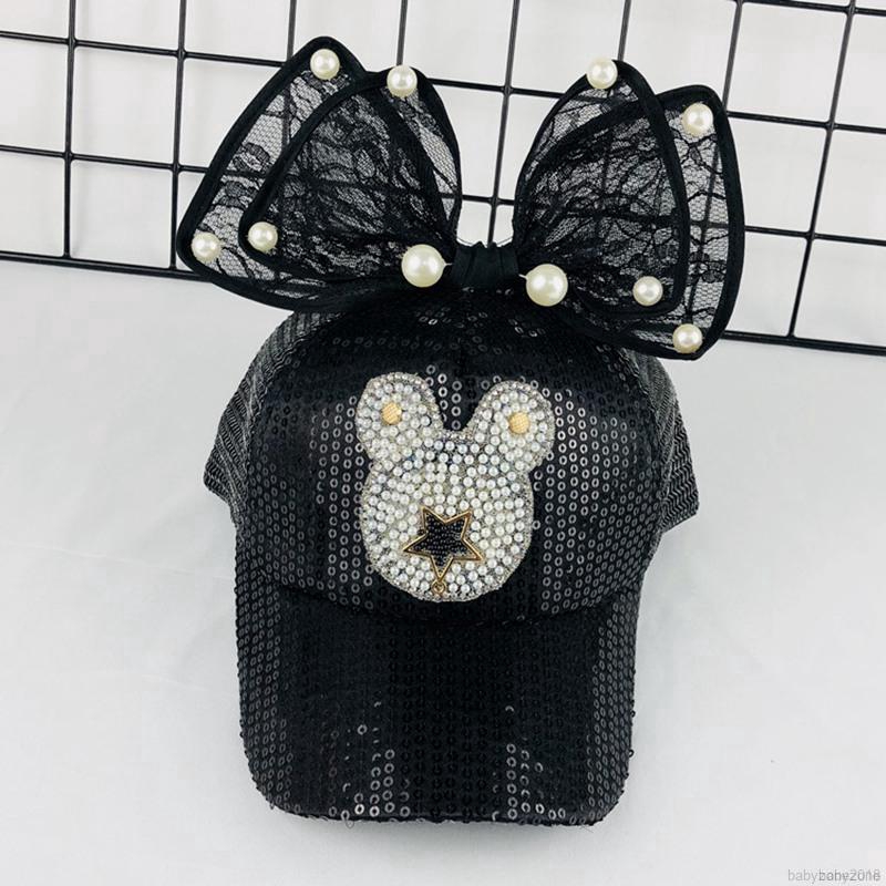 Mũ lưỡi trai đính nơ cho bé gái