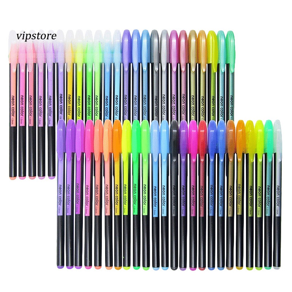 【VIP】48Pcs Colorful Glitter Graffiti Marking Painting Highlighter Gel Pen Stationery