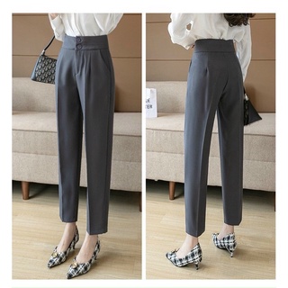 Quần baggy nữ 2 khuy dọc cạp lưng cao quần tây công sở