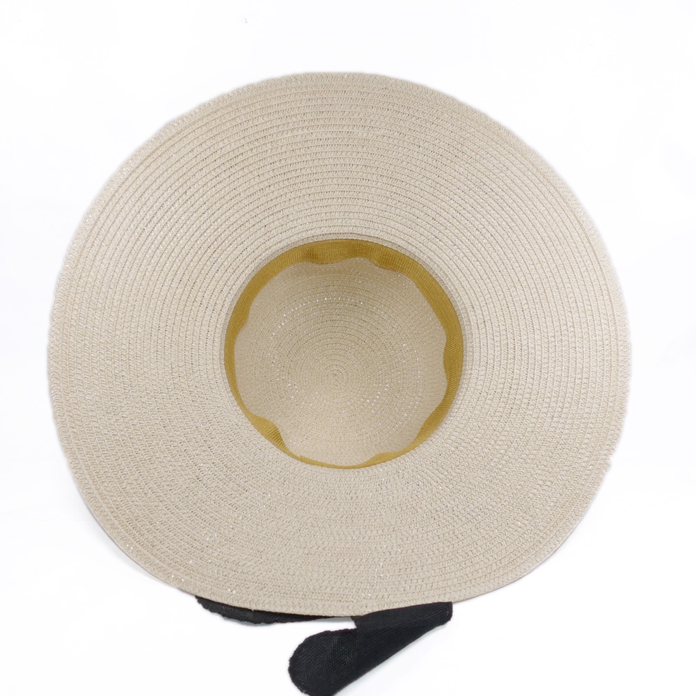 Mũ cói hoa to và nơ vành rộng 12 cm, vòng đầu 56 cm - chất liệu vải cói đẹp thích hợp cho chị em phụ nữ