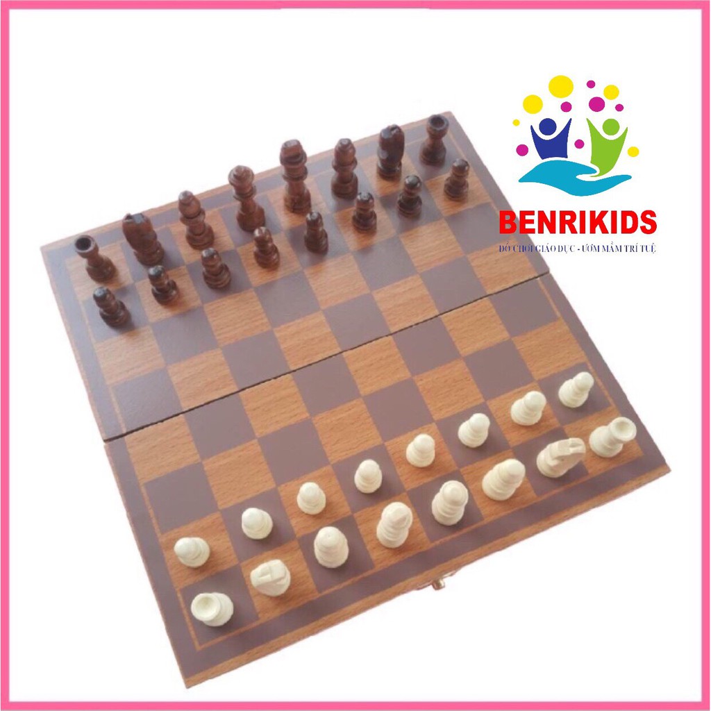Bàn cờ vua bằng gỗ sang trọng gọn nhẹ 29x28cm - Đồ chơi thông minh cho bé