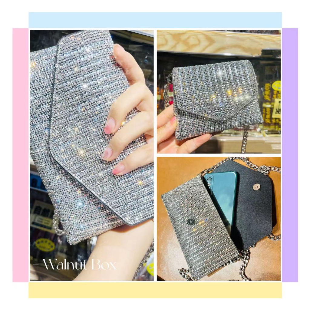 Túi đeo chéo đính đá kiểu dáng đơn giản thời trang mới mẻ cho nữ
