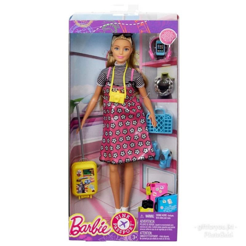 Vỏ Bọc Hộ Chiếu Du Lịch In Hình Búp Bê Barbie Màu Hồng Thời Trang