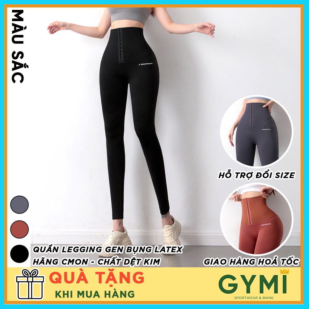 Quần tập gym yoga nữ gen bụng latex QD44 GYMI Cmon chất dệt kim co giãn tạo eo thon nâng mông