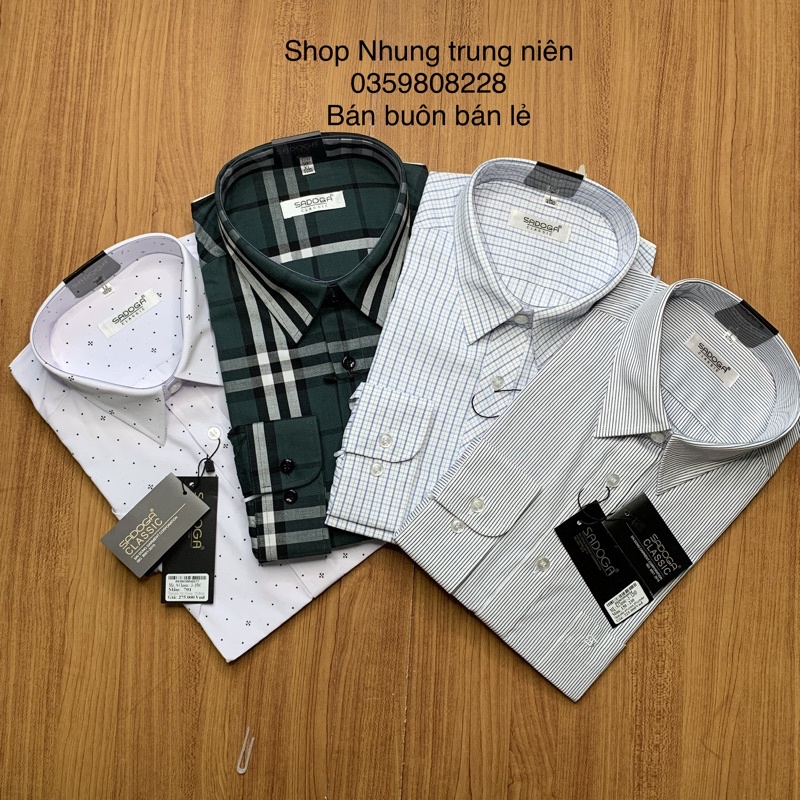 Áo sơ mi dai tay nam trung niên hoạ tiết kẻ ô kẻ sọc chấm bi size to 50kg đến 80kg