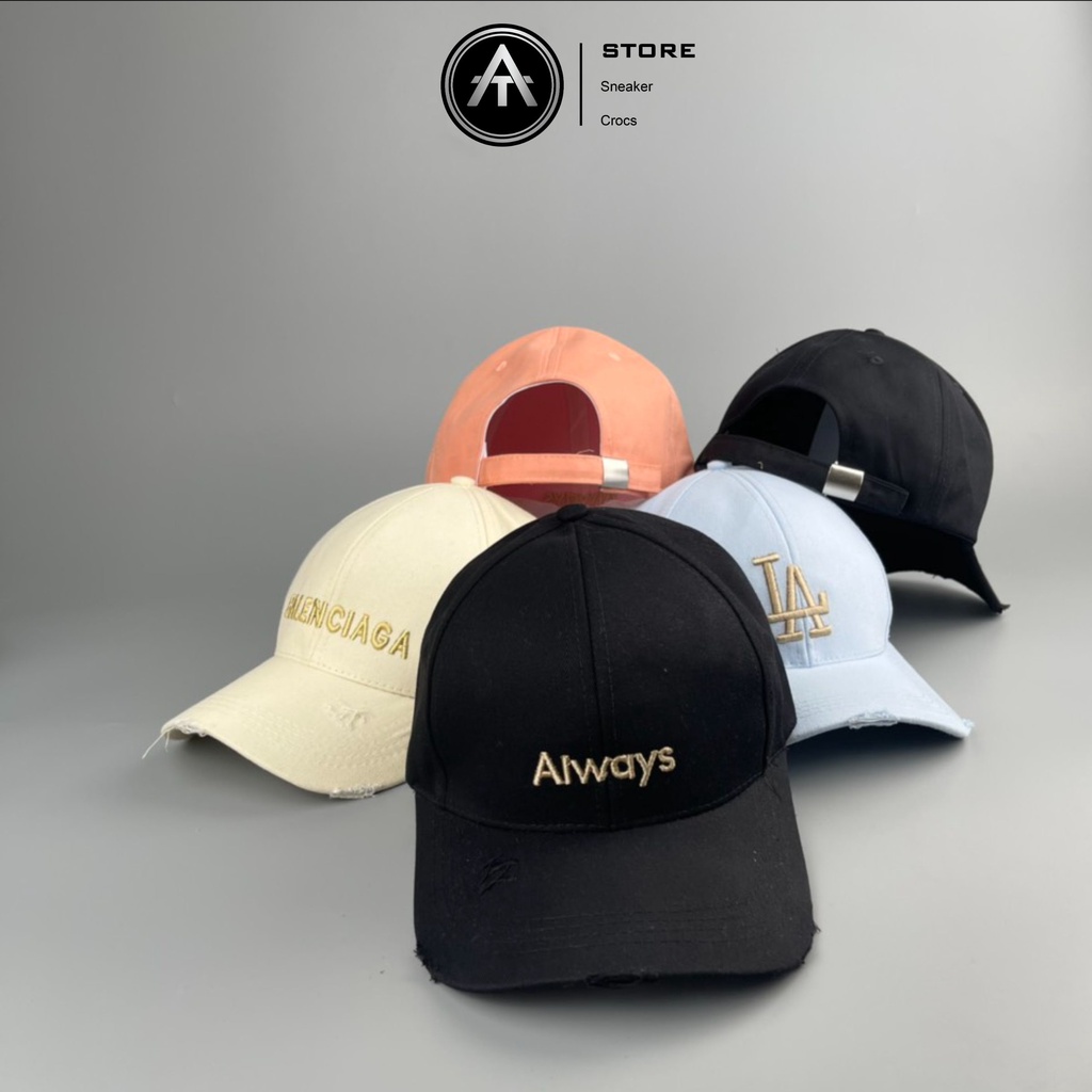 Mũ lưỡi trai rách thêu chữ form unisex