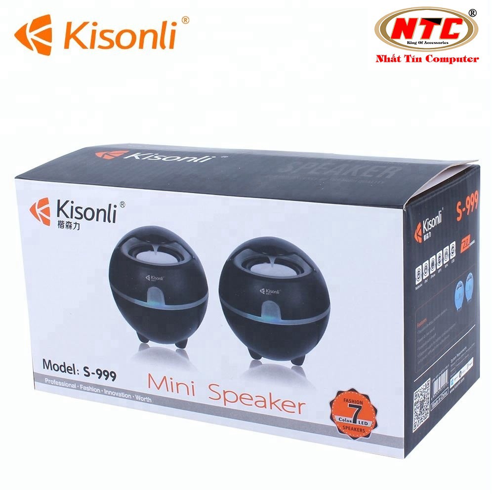 Loa vi tính 2.0 Kisonli S-999 - Bảo Hành 12 Tháng (Màu ngẫu nhiên) - Hàng chính hãng