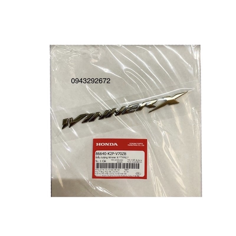 Tem Sườn WINNER X 2022> Màu Bạc Honda ( 86640K2PV70ZB )