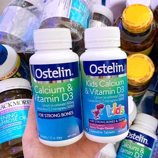 Vitamin D3 & Calcium Ostelin Kids - Canxi Khủng Long Vị Hoa Quả Cho Bé 2 -13 Tuổi