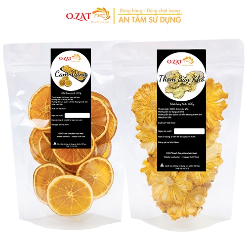 Detox cam thơm (dứa/khóm) sấy khô O.ZAT Food mỗi loại 100g - thanh lọc cơ thể giảm cân