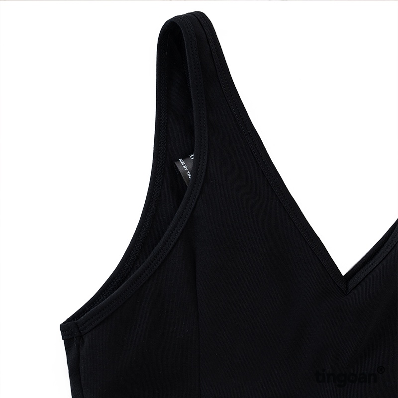 Áo croptop quây bra thêu chữ đen tingoan ''NO BABY'' BRA/BL