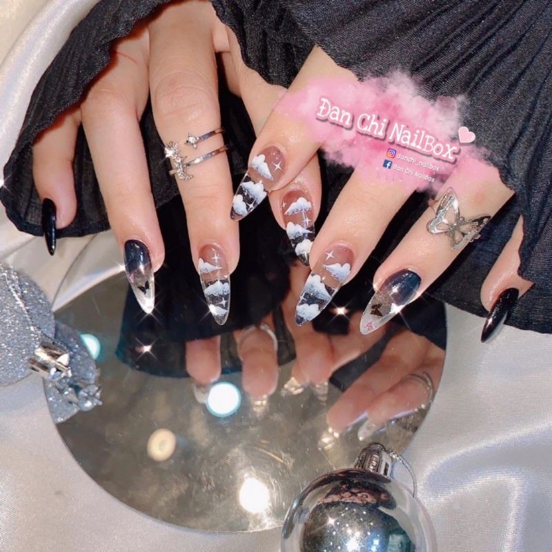 NailBox móng úp thiết kế sẵn Mẫu Đen Mây