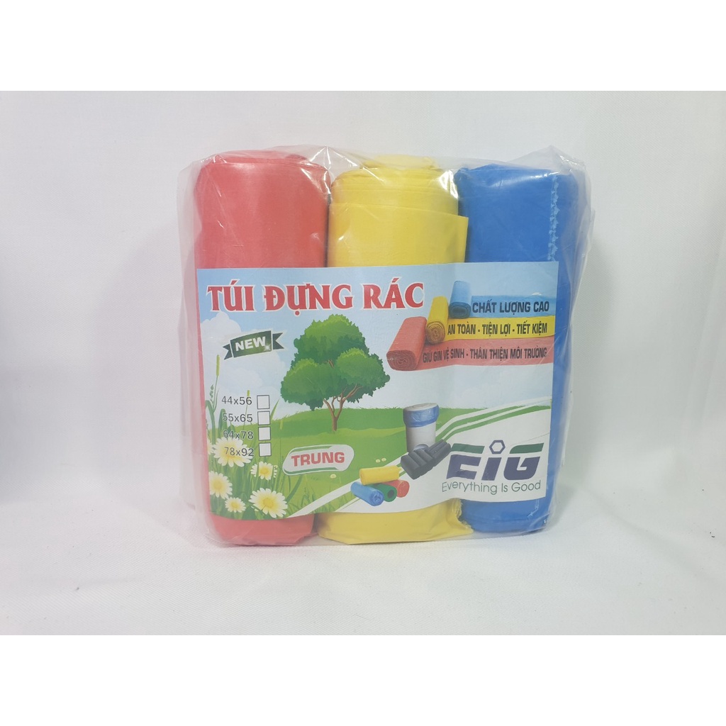 Túi đựng rác 3 cuộn (1kg) đựng rác sinh học tự phân hủy cỡ nhỏ, trung, đại loại màu và đen -Điện nước gia dụng Hoàng Kim