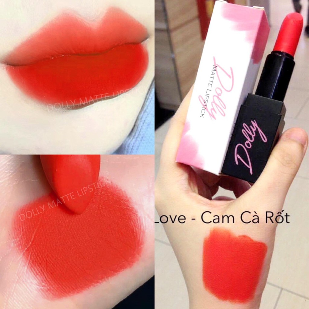 Son Thỏi, Son Lì, Son DOLLY Lâu Trôi, Không Chì, Chất Lượng Chính Hãng New Màu Cam Cà Rốt