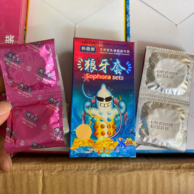 Bao cao su gân gai tăng khoái cảm loại đặc biệt băng + lửa 12 chiếc 1 hộp