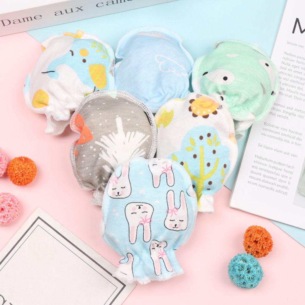 Set 1/5/10 đôi găng tay cotton mềm mại giữ ấm bảo vệ toàn diện chống trầy xước cho bé sơ sinh