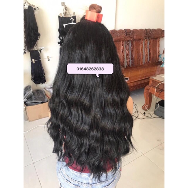 Tóc giả kẹp chữ u xù  🥰FREESHIP ĐƠN 50K_❤️❤️ Tóc kẹp chữ u xù sóng nữa đầu 3/4 xoăn sóng- hình thật