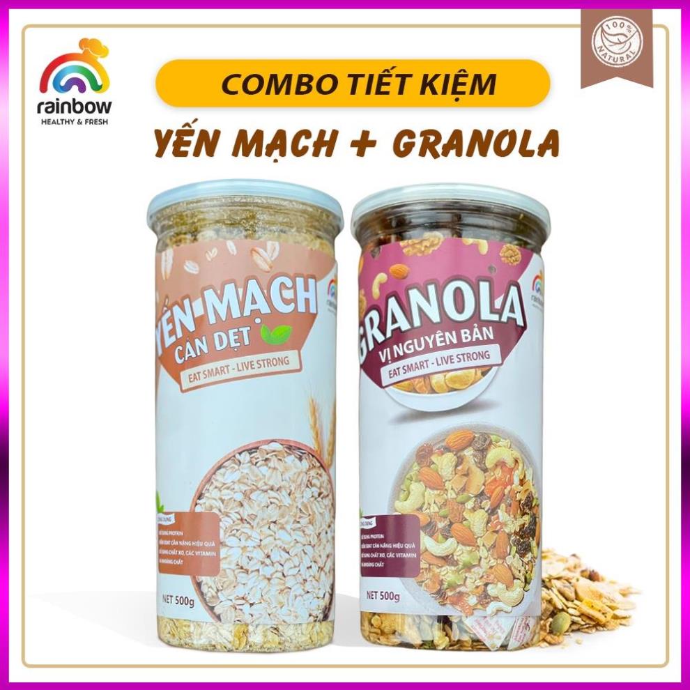 Combo Granola Siêu Hạt và Yên Mạch Cán Dẹt - Bữa Sáng Ăn Kiêng Dinh Dưỡng