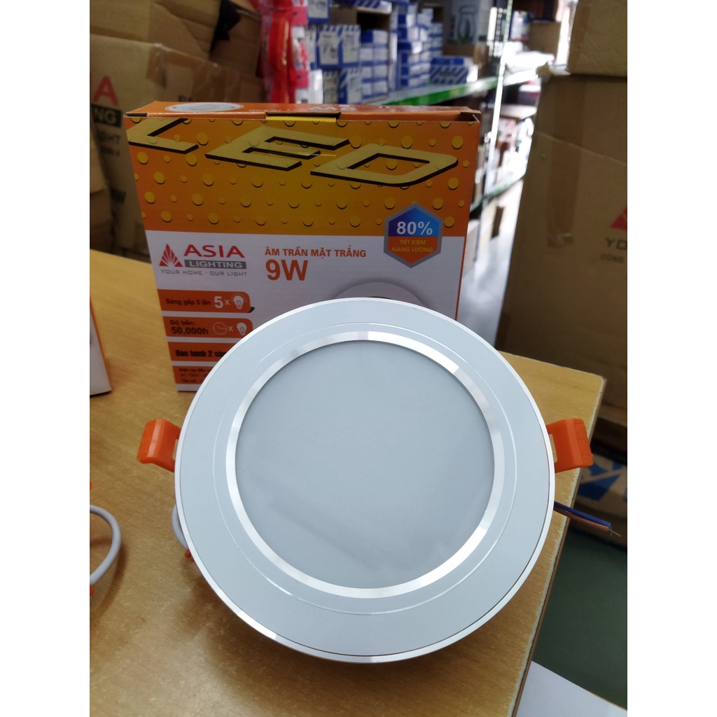 Đèn led âm trần 5W,7w,9w viền bạc đế đúc Asia cam kết chính hãng bảo hành 2 năm đổi mới