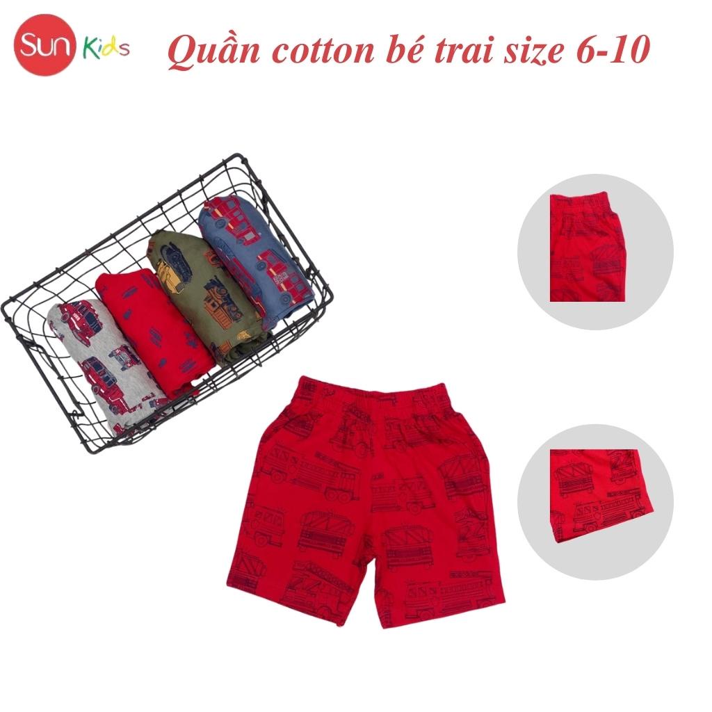 Quần đùi bé trai SUNKIDS1, quần short bé trai chất cotton mềm mát, size 6-10 tuổi nhiều màu