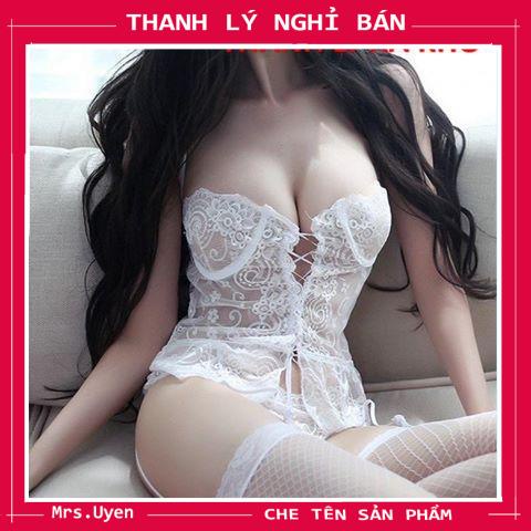 Bộ ngủ body ren quyến rũ, cực tôn dáng, bodysuit ren kèm kẹp, garter corset ren sexy [gc01] | BigBuy360 - bigbuy360.vn