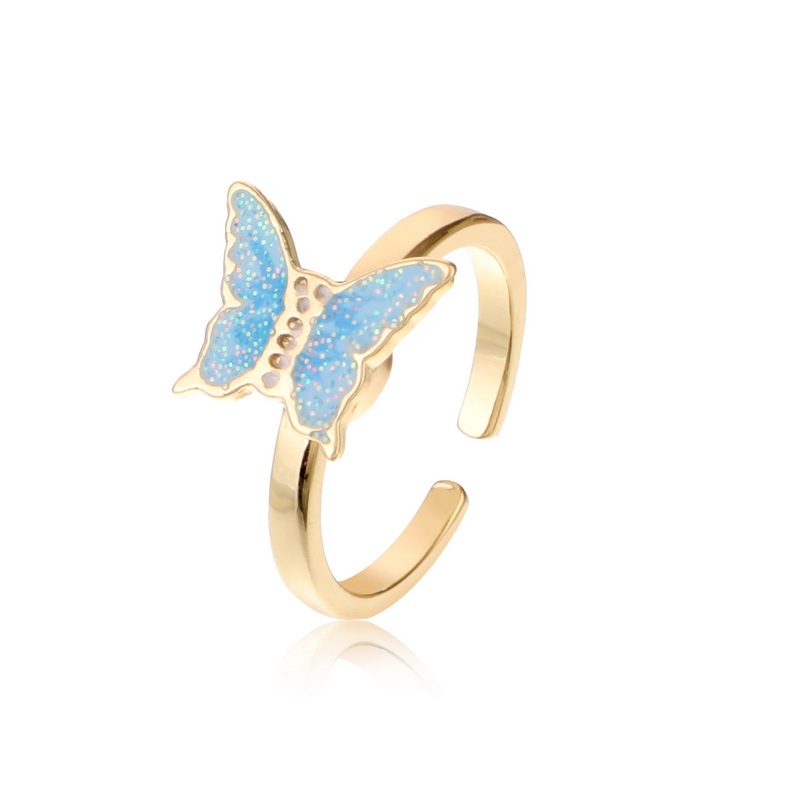 Nhẫn Hở Bằng Đồng Thau Họa Tiết Hoa Cúc Và Bướm Có Thể Điều Chỉnh Được