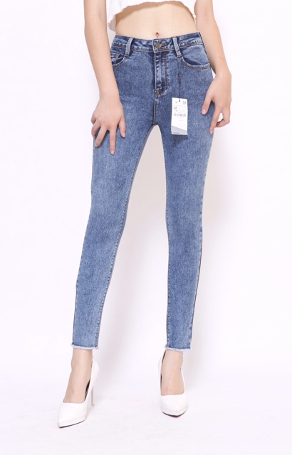 Quần bò nữ , quần Jean nữ VNXK Skinny màu khói tua gấu sang chảnh