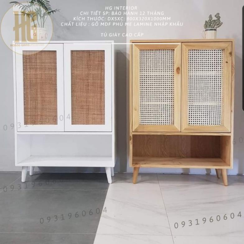 FREE SHIP- Tủ Giày Gỗ MDF Phối Mây Đan Tự Nhiên Được SX Bởi HG Interior, kích thước D80xS32xC100cm