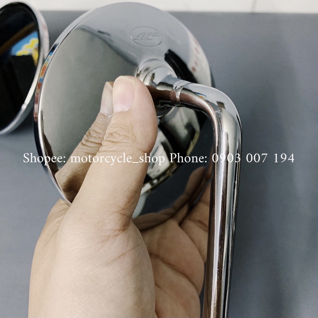kính/ gương chiếu hậu SH MODE kiểu tròn Inox cứng cáp, sáng bóng - Gắn được nhiều dòng xe (giá 1 cặp)