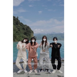 (Ảnh thật) Bộ nỉ bông trơn kèm jogger the.sweaterweather TSW