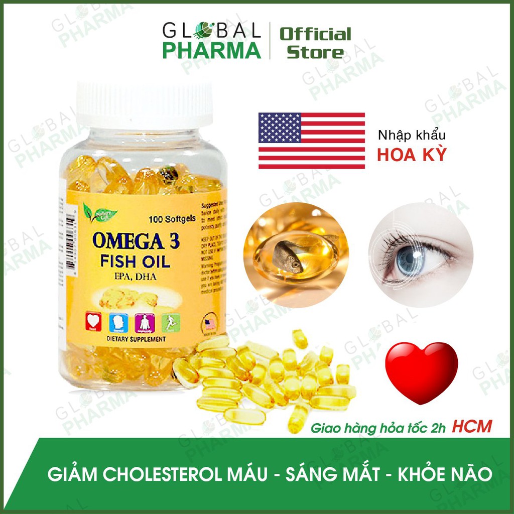 [NHẬP KHẨU MỸ] Viên dầu cá Omega 3 Tăng Cường Sức Khỏe, Tốt Cho Não, Mắt, Tim Mạch NATURE GIFT (Hộp 100v) | Thế Giới Skin Care