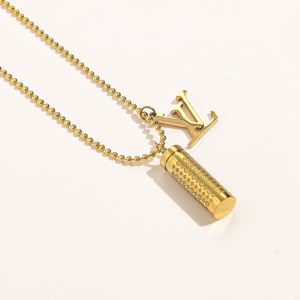 LOUIS VUITTON Vòng cổ Thép Titan Họa Tiết Lv Sang Trọng Cho Nam Nữ