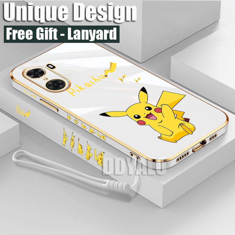 Ốp Điện Thoại Viền Vuông Họa Tiết Pikachu Dễ Thương Cho OPPO A5S A11K F11 F9 Reno 6 Pro 5G 5 2 2f 2Z