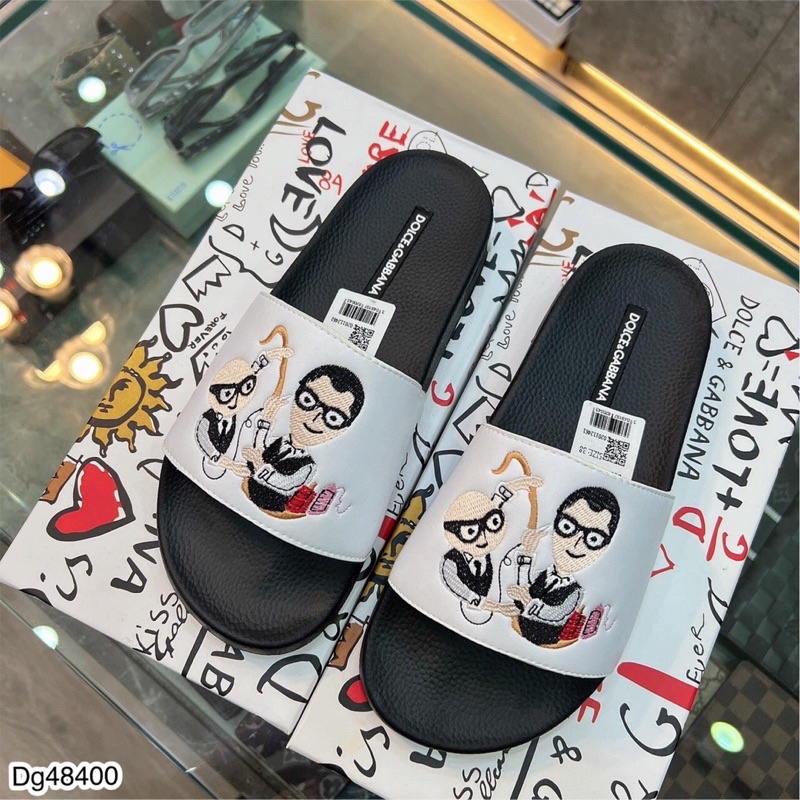 Dép Quai Ngang DG Nam Thêu Hình Siêu Chất - Dép Quai Ngang DG Full Box Cực Xịn