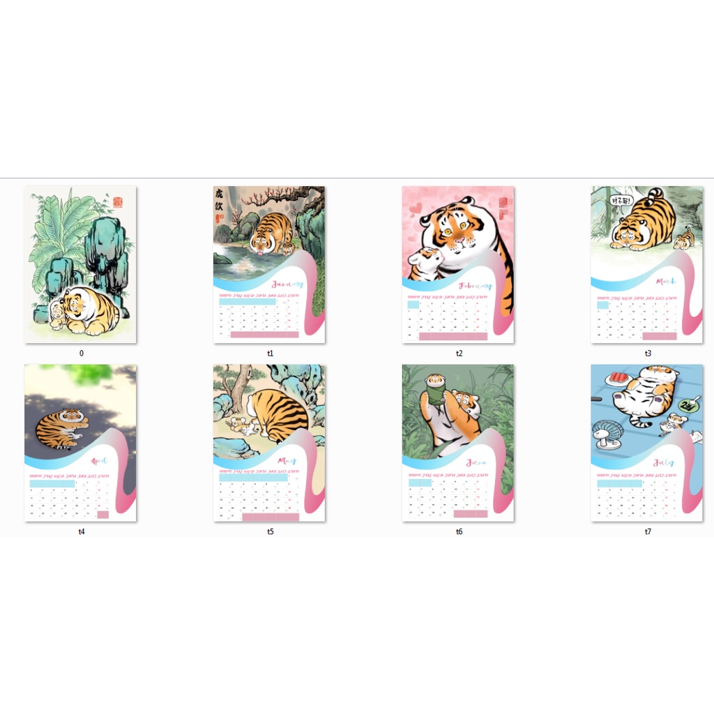 Lịch treo tường hổ mập LA4I30 chuột hamster pheobe size A4 13 tờ Lịch treo tường dễ thương