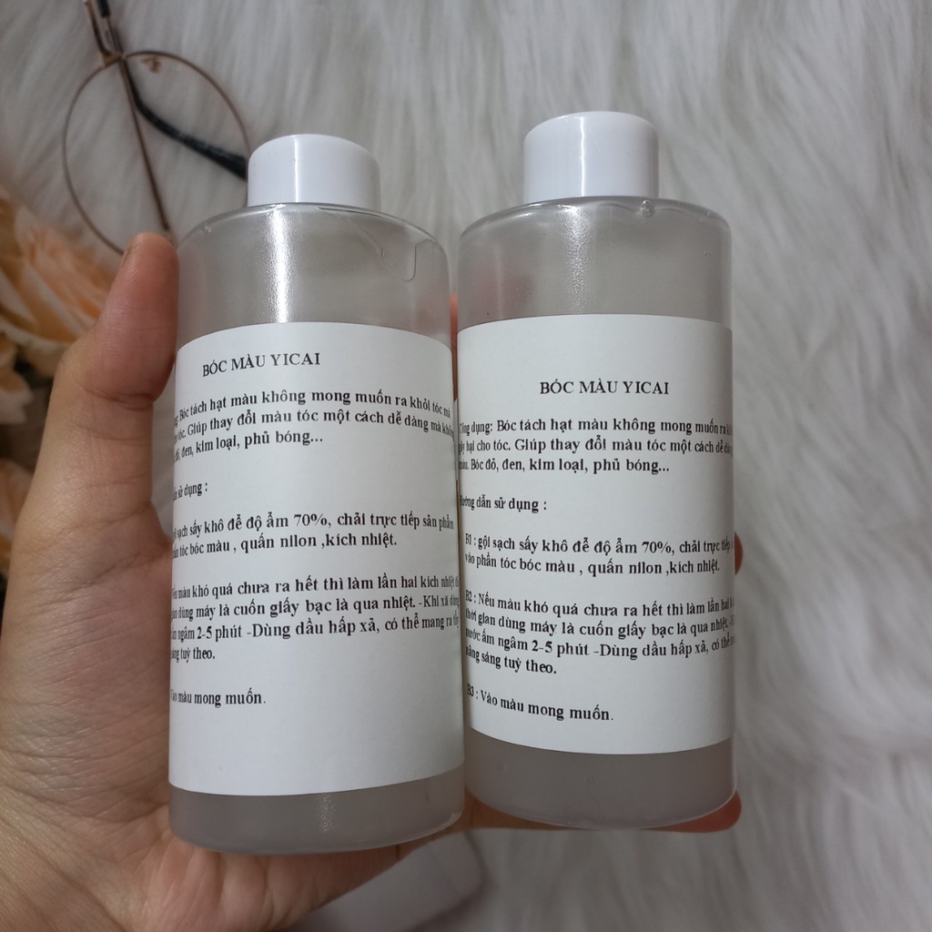 Bóc màu đen,mầu  đỏ, phủ bóng YICAI 500ml - chai triết 250ml