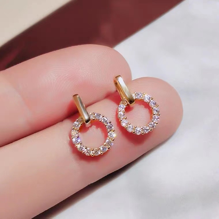 Bông Tai Mạ Bạc 925 Đính Đá Zircon Đơn Giản Thời Trang Phong Cách Hàn Quốc Cho Nữ