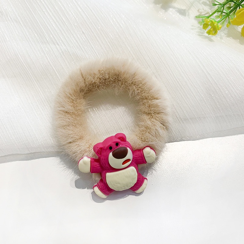 Dây buộc tóc trang trí gấu bông màu kẹo xinh xắn phong cách Hàn Quốc dành cho nữ