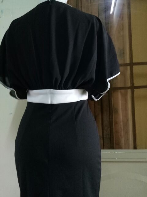 Đầm Công Sở Tay Dơi Phối Voan (3 size) _ SHOP HOÀNG GIA