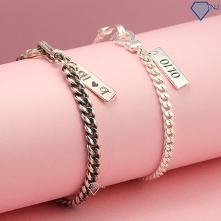 Vòng tay cặp nam nữ bằng bạc khắc tên miễn phí theo yêu cầu LTD0015 - Shop Trang Sức Bạc