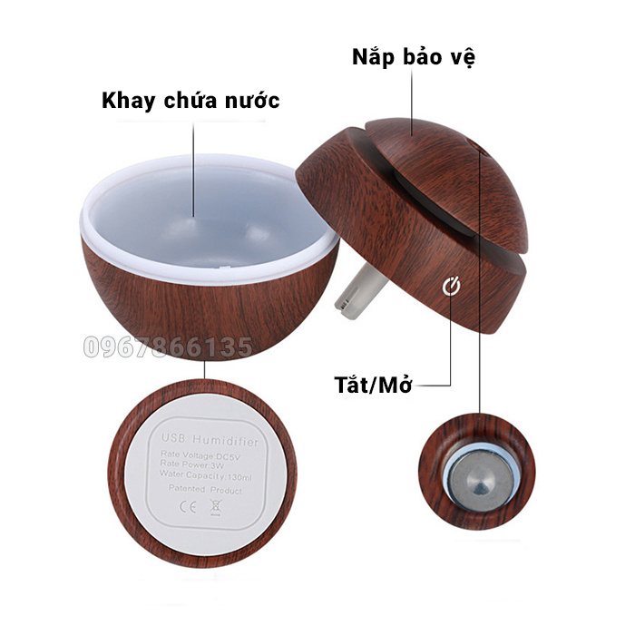 Máy xông tinh dầu/khuếch tán tinh dầu/phun sương vân gỗ mini trong phòng