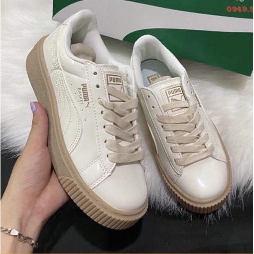 Giày thể thao Sneaker nữ,sneaker đế nâu da bóng,đen trắng, full trắng hottrend 2021