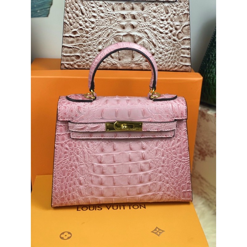 Túi Hm kelly vân da cá sấu s25 fullbox KÈM KHĂN LỤA