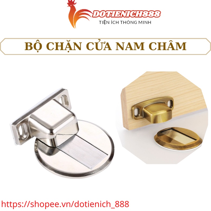 Chặn cửa thông minh, Hít Nam Châm inox 304, Chặn Cửa Như Vô Hình Dán Sàn, chống va đập - kèm miếng dán 3M & ốc vít