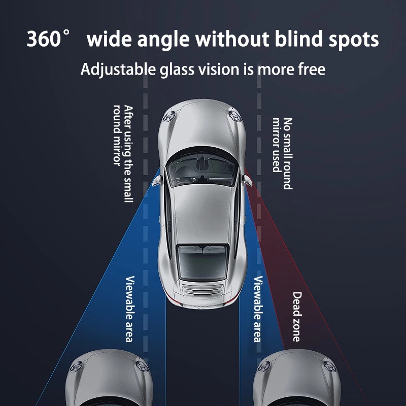 2 Pieces HD Car Round Frame Wide Angle 360 Degree Adjustable Parking Convex Blind Spot Mirror