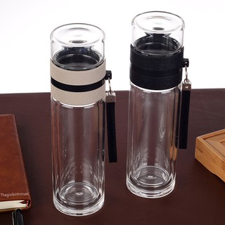Bình thủy tinh 2 lớp dung tích 450ml có lưới lọc trà inox 304