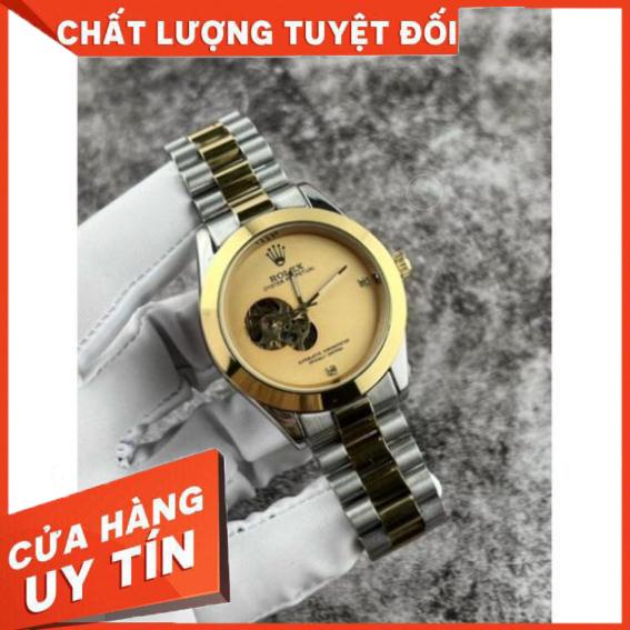 Đồng hồ cơ nam lộ cơ dây thép Rolex chạy cơ tự động Size 40mm