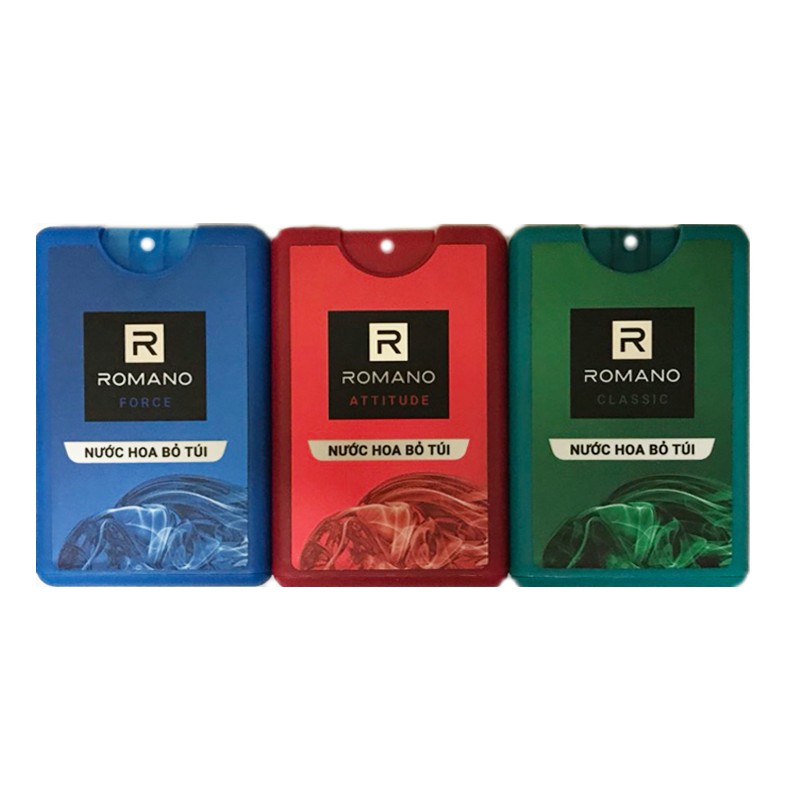 Combo 3 chai nước hoa bỏ túi Romano Classic, Attitude, Force (chai 18ml*3)